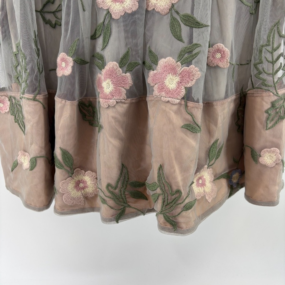 Sundance Peony Embroidered Tulle Tea Dress 2 - Picture 5 of 12